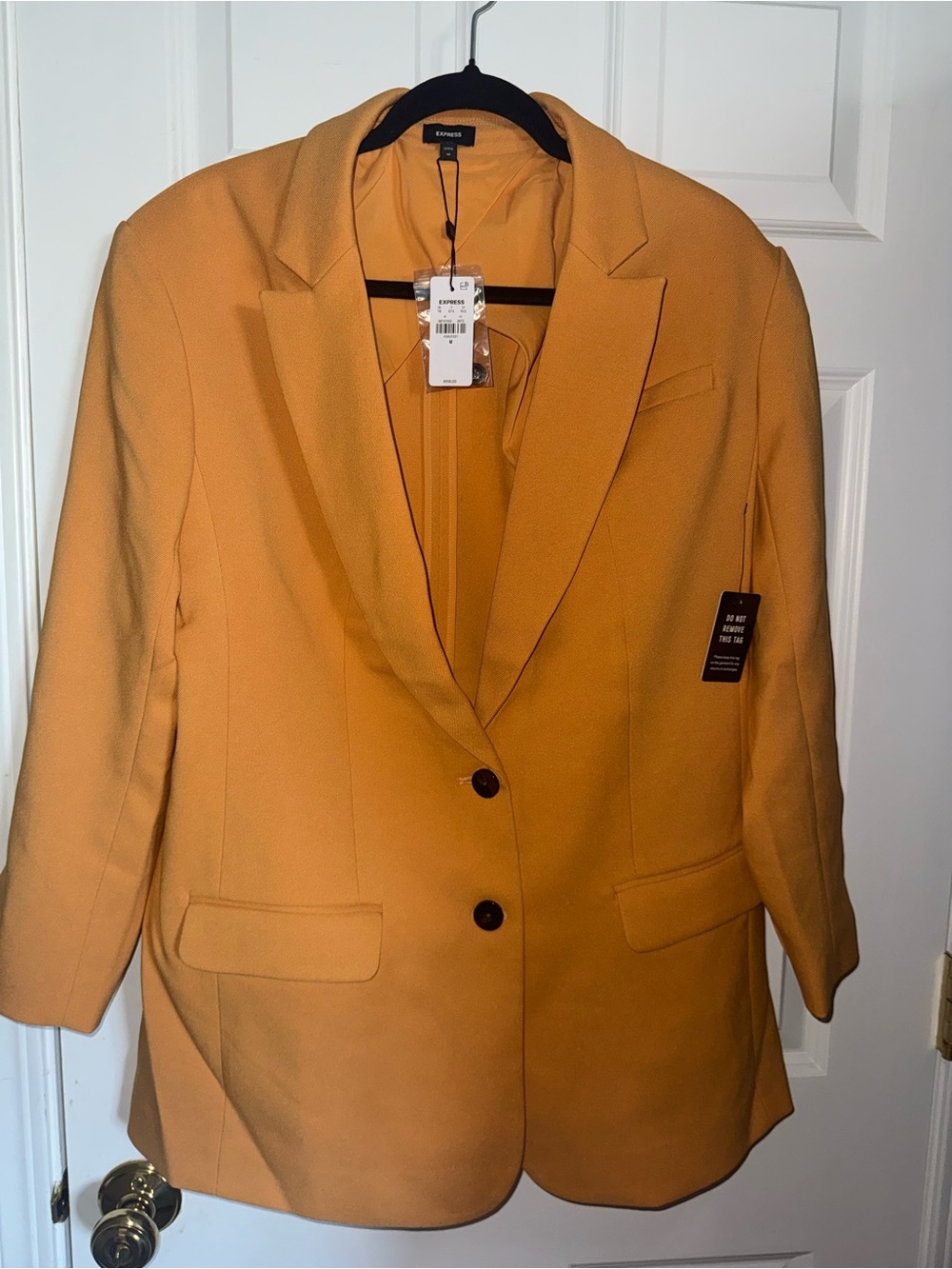 Express Women's Mustard Yellow Oversized Single-Breasted Blazer